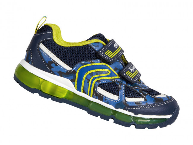GEOX SCARPE BAMBINO CON LUCI JUNIOR C0749 ANDROID BOY NAVY AND LIME